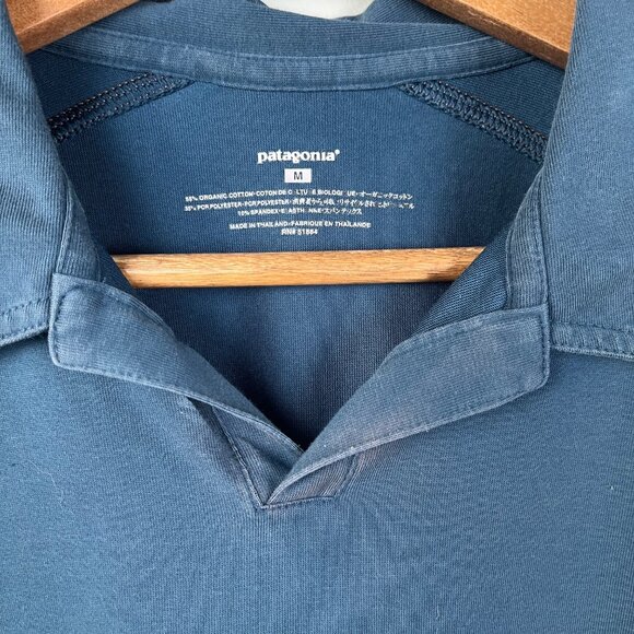 Patagonia Blue Casual Polo Shirt Men's Sz. M Golf Casual Organic Cotton Polo - Picture 4 of 7